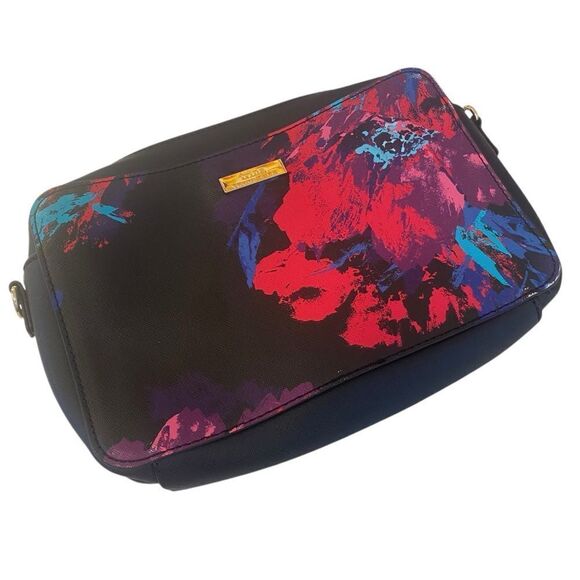 Trina Turk Black Multi-Colored Floral Crossbody w/ Detachable Handle. - Picture 2 of 12